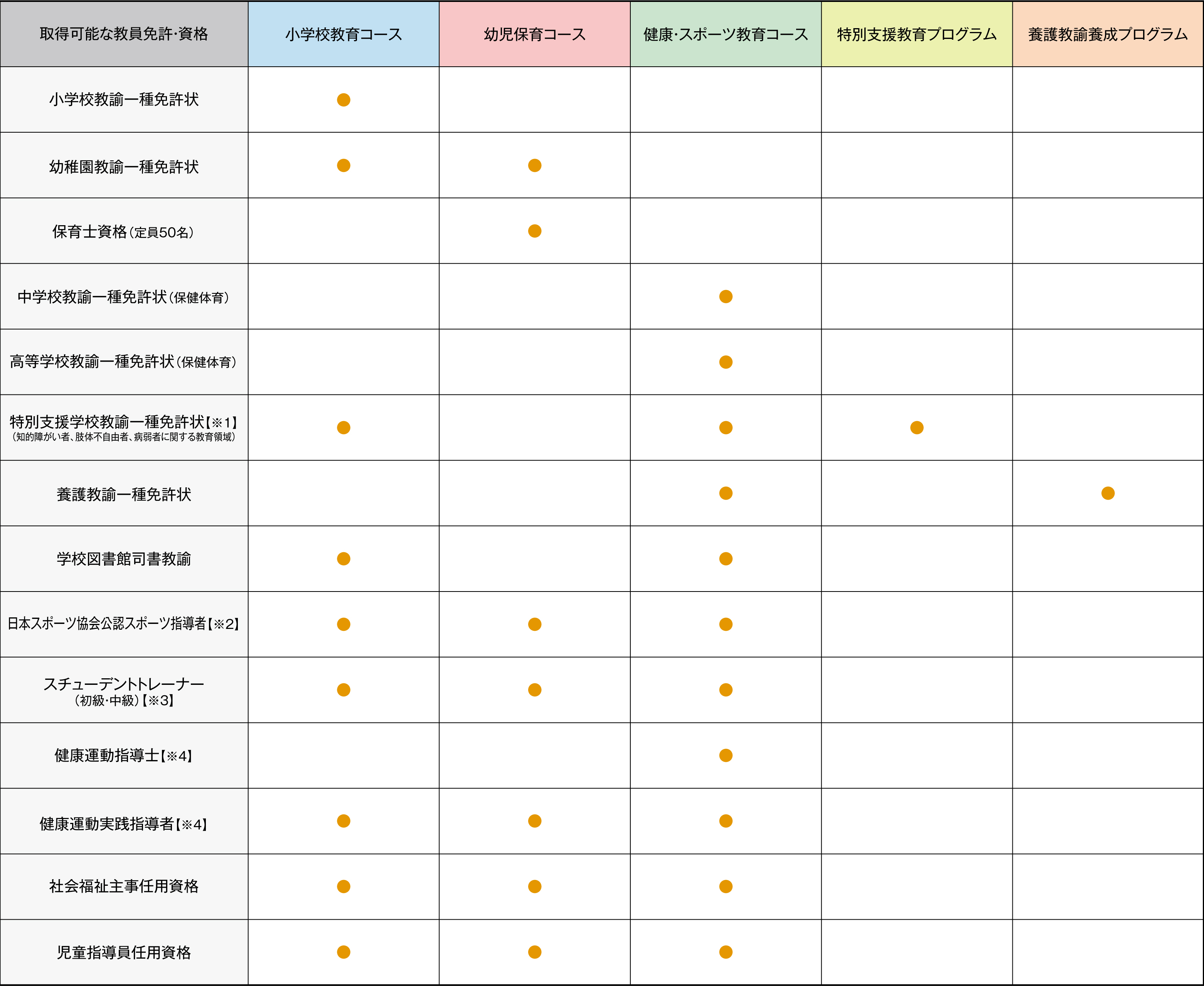 主な教員免許・資格